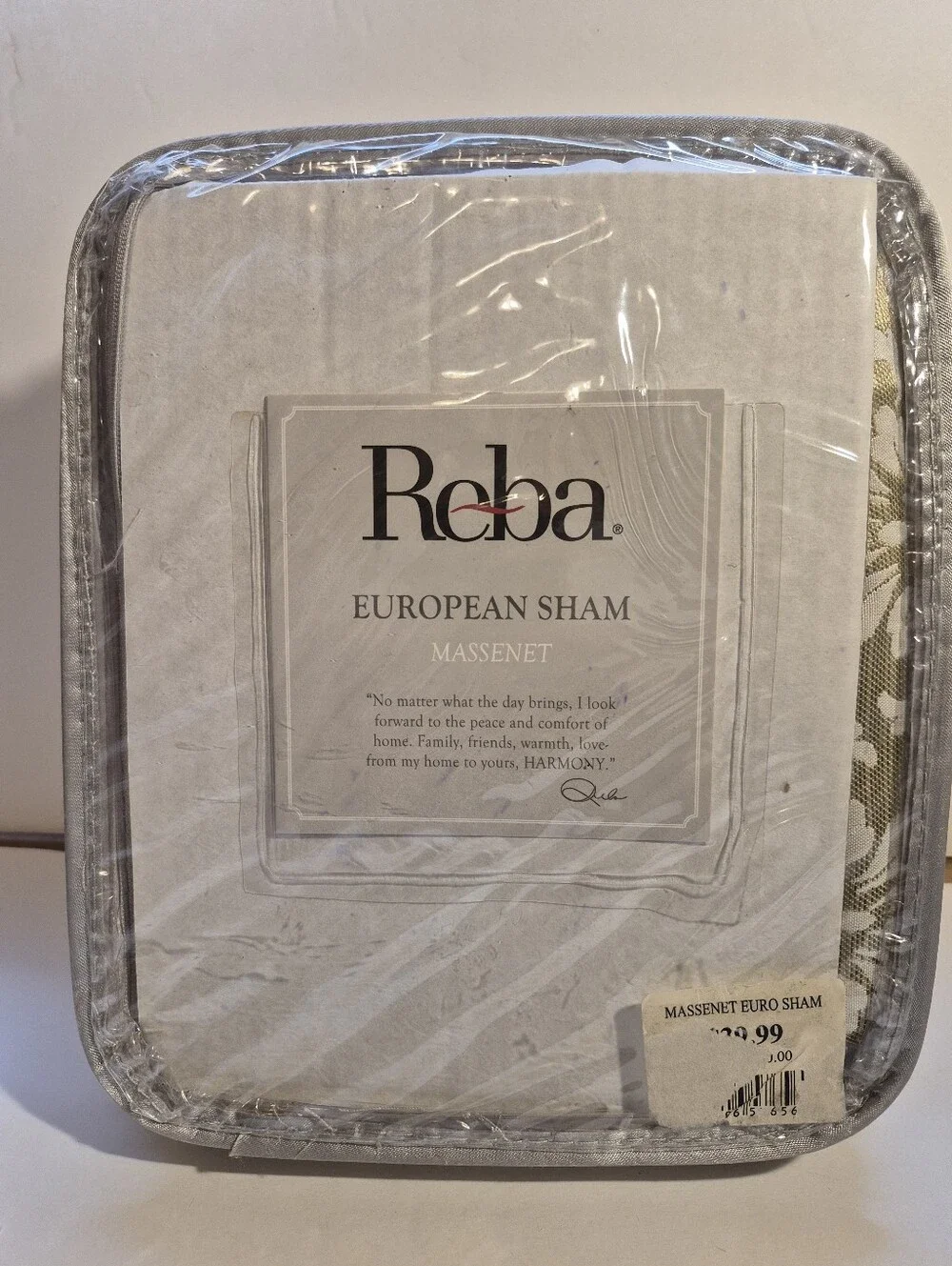 3 REBA European Pillow Shams Color - Massenet- Green Ivory Platinum